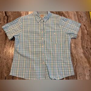 L.L. Bean Seersucker Woman’s Button-Up Shirt. Blue Stripe. Large